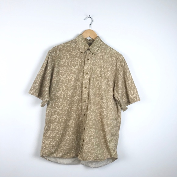 Town Craft Other - Tan Leaf Pattern Casual Button Down Date Shirt M